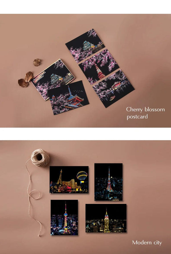 Planet Gates 4Pcs Children DIY Night Scene Art Scratch Painting Toys City Building Landscape Kids Educational Toys Birthday Gift Room Decor