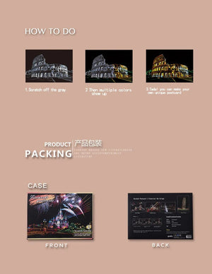 Planet Gates 4Pcs Children DIY Night Scene Art Scratch Painting Toys City Building Landscape Kids Educational Toys Birthday Gift Room Decor