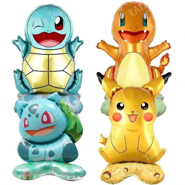 Planet Gates 4PCS / CHINA 4Pcs Standing Pokemon Balloon Cartoon Pikachu Squirtle Bulbasaur figure Foil Ballon Decoration Supplies Kids Birthday Party Gift