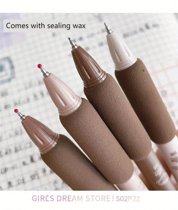 Planet Gates 4pcs Cute Kawaii Coffee Soft Bread Gel Pen Set 0.5mm Black Color Ink For Writing Office School Stationery Supplies