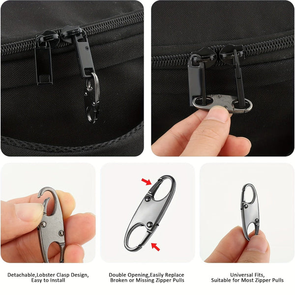 Planet Gates 4PCS Double Small Carabiner Clips, S-shaped Carabiner, Keychain, Small Alloy Snap Hook Zipper Clip For Fishing/Camping/Outdoor, Zipper Lock, Zipper Pull Replacement, Connectors Zipper Clips, Theft Deterrent
