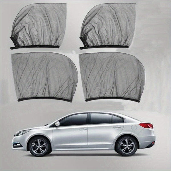 Planet Gates 4pcs-Front & Rear 2pcs/4pcs Car Window Sun Shade, Breathable Mesh Car Side Window Shade Sunshade UV Protection Bug Mosquito Net Universal Fit For Most Cars