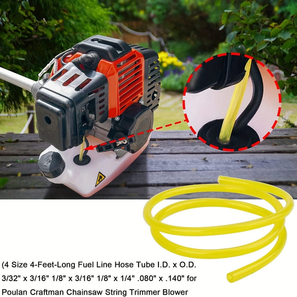 Planet Gates 4pcs Fuel Line Hose Small Engine Tube For For Zama Poulan Weedeater Craftsman  (4 Size/ Each 152.4 Cm) I.D. X O.D. 7.62/81.28cm X 7.62/40.64cm 2.54/20.32cm X 7.62/40.64cm 2.54/20.32cm X 2.54/10.16cm.203.2cm X.3.56