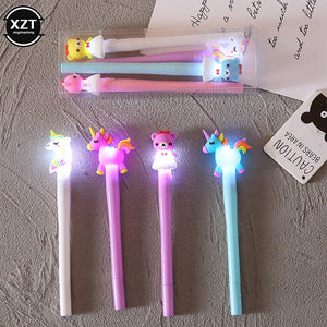 Planet Gates 4pcs Gel Pen Unicorn Pen with LED Light Kawai Cute Girl Gel Ink Pen Luminous Pen School Stationery Children's Stationery