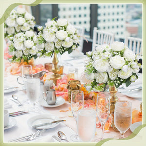 Planet Gates 4pcs High-End Artificial Peony Flower Arrangement 4pcs White Simulation Flowers for Home Desktop Hotel Wedding Table Centerpieces Fake Plastic Decorations for St Patrick's Day and Easter Aesthetic Room Décor