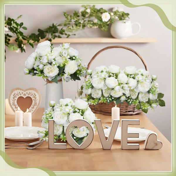 Planet Gates 4pcs High-End Artificial Peony Flower Arrangement 4pcs White Simulation Flowers for Home Desktop Hotel Wedding Table Centerpieces Fake Plastic Decorations for St Patrick's Day and Easter Aesthetic Room Décor