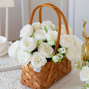 Planet Gates 4pcs High-End Artificial Peony Flower Arrangement 4pcs White Simulation Flowers for Home Desktop Hotel Wedding Table Centerpieces Fake Plastic Decorations for St Patrick's Day and Easter Aesthetic Room Décor