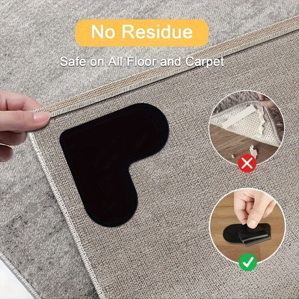 Planet Gates 4pcs High-quality Anti Slip And Anti Drilling Carpet Stickers Are Suitable For Living Room, Dining Room, Bathroom Carpets, Ceramic Tiles, And Wooden Floor Areas To Prevent Carpet Movement And Rolling. Novelty Item! !!!