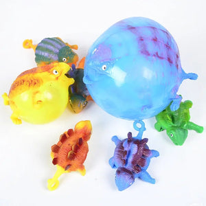 Planet Gates 4PCS Kids Funny Dinosaur Animals Inflate Vent Balls Toy Squeeze Soft Ball Balloon Fidget Party Sports Cute Funny Games Toys Gift