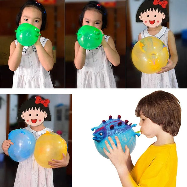 Planet Gates 4PCS Kids Funny Dinosaur Animals Inflate Vent Balls Toy Squeeze Soft Ball Balloon Fidget Party Sports Cute Funny Games Toys Gift
