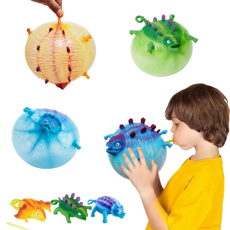 Planet Gates 4PCS Kids Funny Dinosaur Animals Inflate Vent Balls Toy Squeeze Soft Ball Balloon Fidget Party Sports Cute Funny Games Toys Gift