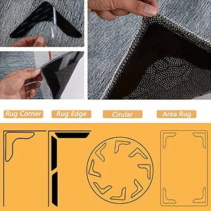 Planet Gates 4pcs L-shapes + 8pcs Trapezoid 12pcs Area Rug With Tape, Non Slip Reusable Rug Pad, Washable Rug Tape For Hardwood Floors, Tile Floors, Home Decor, Room Decor