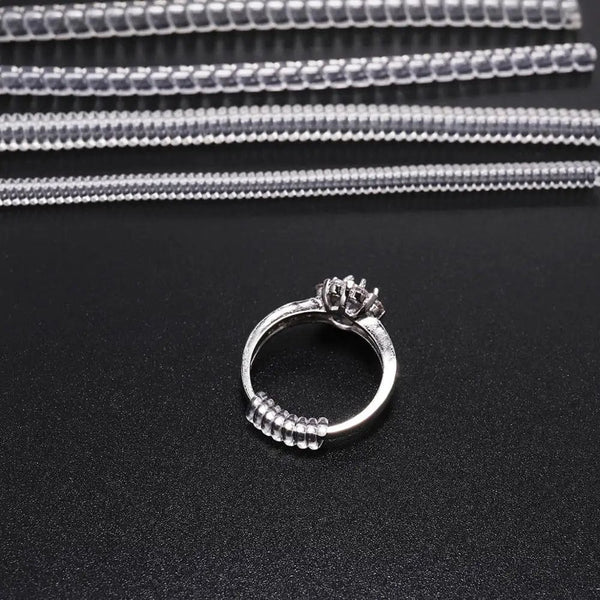 Planet Gates 4pcs/lot Transparent Spiral Based Ring Tools Spring Coil Ring Size Adjuster Guard Tightener Reducer Resizing Tool For Jewelry