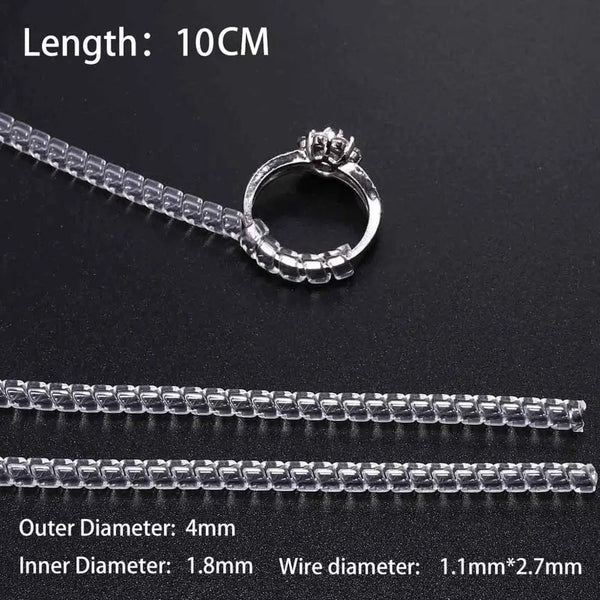 Planet Gates 4pcs/lot Transparent Spiral Based Ring Tools Spring Coil Ring Size Adjuster Guard Tightener Reducer Resizing Tool For Jewelry