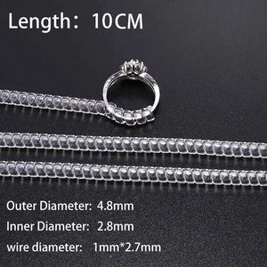 Planet Gates 4pcs/lot Transparent Spiral Based Ring Tools Spring Coil Ring Size Adjuster Guard Tightener Reducer Resizing Tool For Jewelry