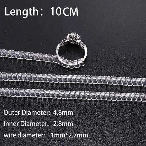 Planet Gates 4pcs/lot Transparent Spiral Based Ring Tools Spring Coil Ring Size Adjuster Guard Tightener Reducer Resizing Tool For Jewelry