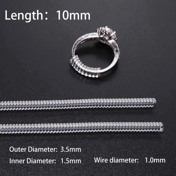 Planet Gates 4pcs/lot Transparent Spiral Based Ring Tools Spring Coil Ring Size Adjuster Guard Tightener Reducer Resizing Tool For Jewelry