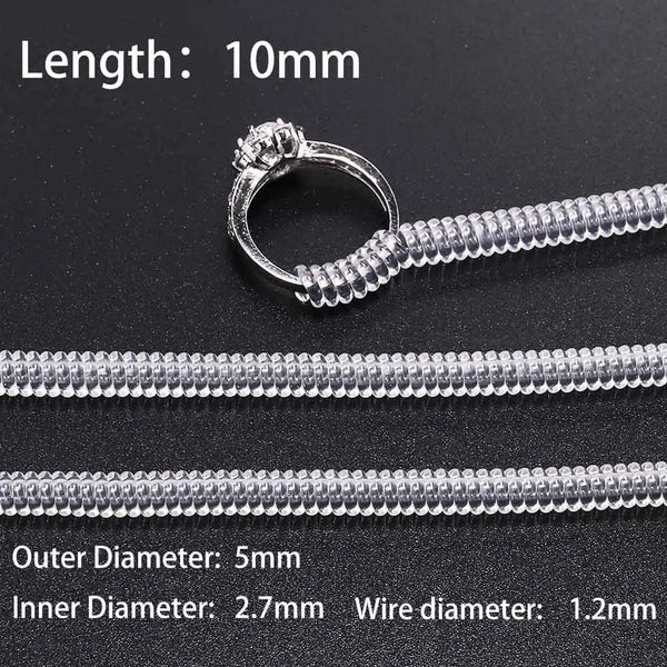 Planet Gates 4pcs/lot Transparent Spiral Based Ring Tools Spring Coil Ring Size Adjuster Guard Tightener Reducer Resizing Tool For Jewelry