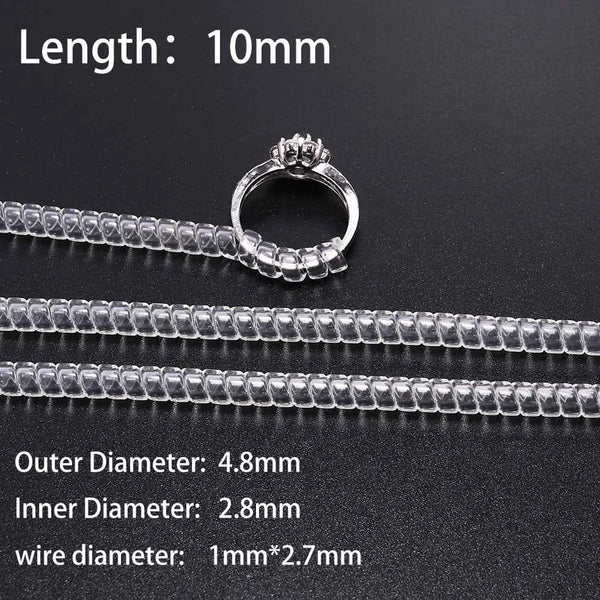 Planet Gates 4pcs/lot Transparent Spiral Based Ring Tools Spring Coil Ring Size Adjuster Guard Tightener Reducer Resizing Tool For Jewelry