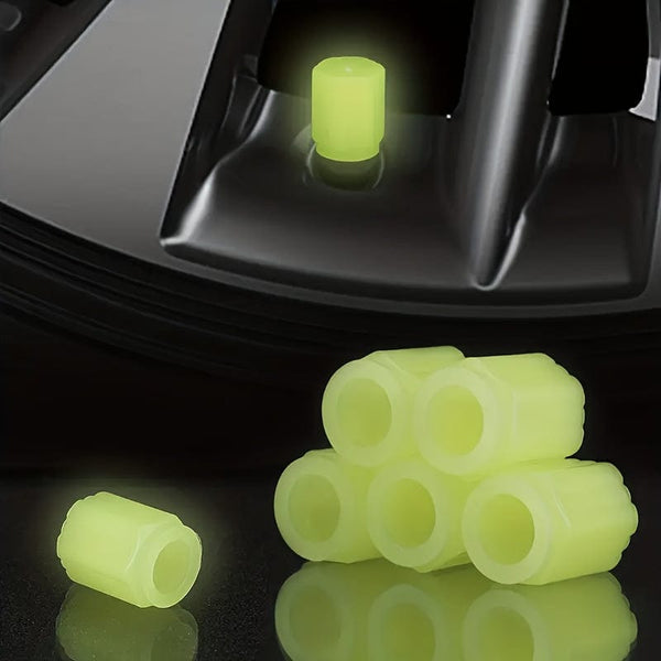 Planet Gates 4pcs Luminous Valve Stem Caps, Universal Car Fluorescent Car Tire Valve Caps, Luminous Bicycle Tire Valve Stem Caps, Decorative Car Accessories