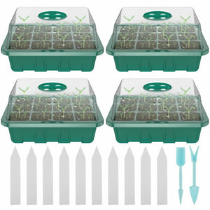 Planet Gates 4Pcs Mini Greenhouse 12 Compartments Indoor Greenhouse Propagation Greenhouse Nursery Box With Air Vent