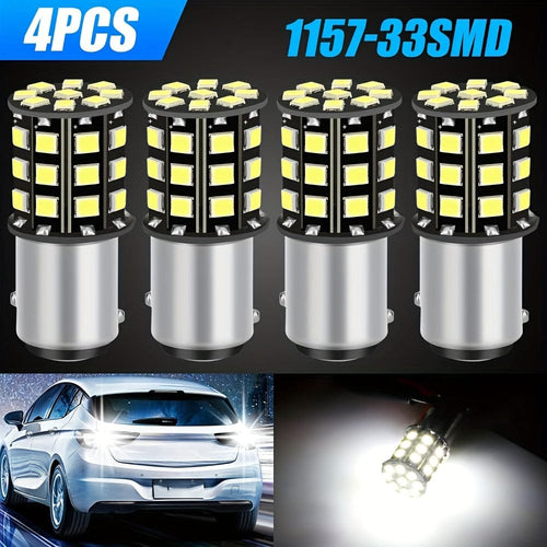 Planet Gates 4Pcs NEW 4PCS 1157 33 SMD White Car Led Brake Lights Turn Signal Lamp Tail Lamps Auto Parking Rear Reverse LED Bulbs