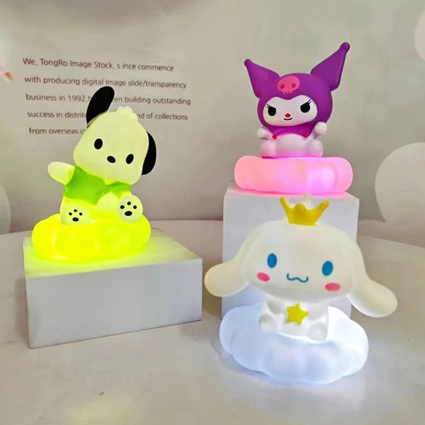 Planet Gates 4PCS New Japan Style Sanrios Night Light Enamel Cloud Cartoon Kuromi Cinnamoroll Pochacco Small Table Light Illuminating Decoration
