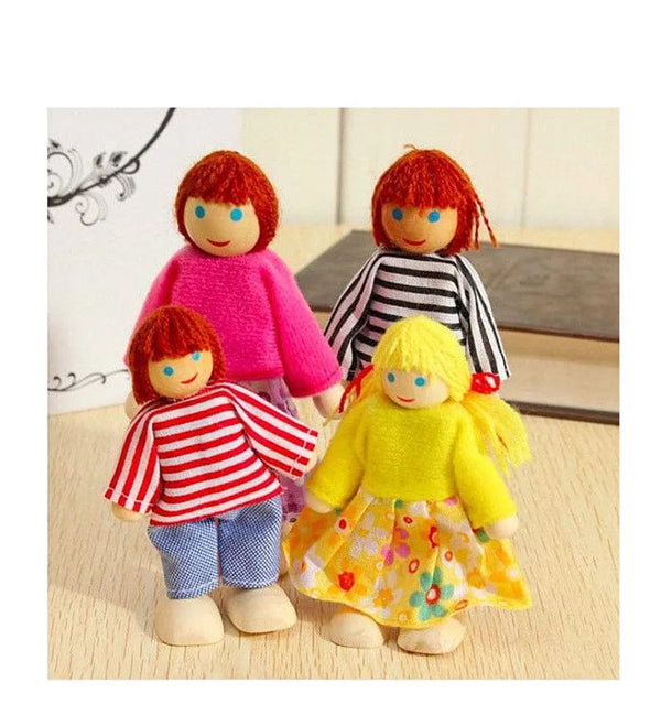 Planet Gates 4pcs New Wooden Furniture Miniature Toy Mini Wood Dolls Family Doll Kids Children House Play Toy Boys Girls Gifts