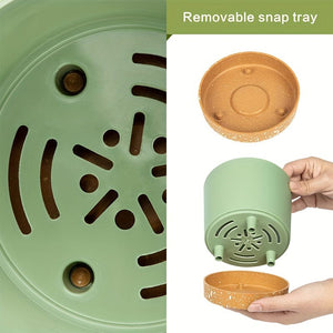 Planet Gates 4pcs Plant Pots, Planters For Indoor Plants With Drainage Holes And Removable Base, Modern Decorative For Outdoor Garden Planters, 12.7cm