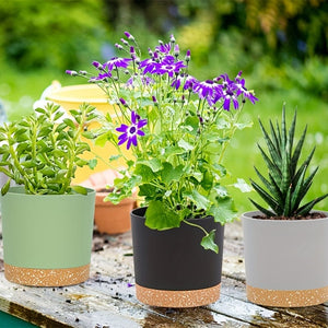 Planet Gates 4pcs Plant Pots, Planters For Indoor Plants With Drainage Holes And Removable Base, Modern Decorative For Outdoor Garden Planters, 12.7cm