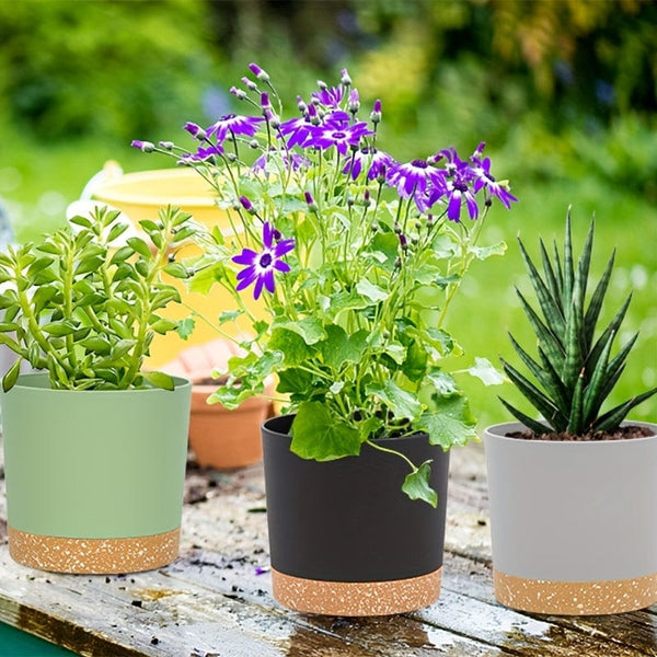 Planet Gates 4pcs Plant Pots, Planters For Indoor Plants With Drainage Holes And Removable Base, Modern Decorative For Outdoor Garden Planters, 12.7cm