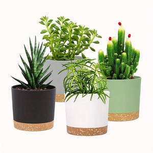 Planet Gates 4pcs Plant Pots, Planters For Indoor Plants With Drainage Holes And Removable Base, Modern Decorative For Outdoor Garden Planters, 12.7cm