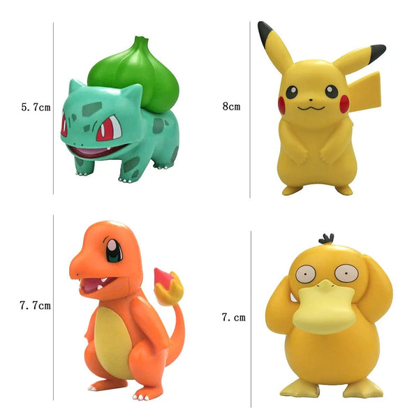 Planet Gates 4Pcs Pokemon Pikachu Anime Figure Toys PVC Cake Car Decoration Ornaments  Action Figure For Children Birthday Christmas Gifts