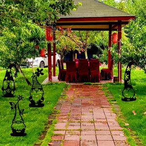 Planet Gates 4pcs Set 4pcs Creative Steel Garden Gnomes Statue With Spike Perfect For Decorating Your Garden, Yard, Outdoor Patio & Lawn!
