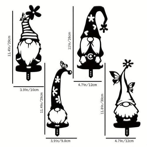 Planet Gates 4pcs Set 4pcs Creative Steel Garden Gnomes Statue With Spike Perfect For Decorating Your Garden, Yard, Outdoor Patio & Lawn!