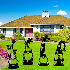 Planet Gates 4pcs Set 4pcs Creative Steel Garden Gnomes Statue With Spike Perfect For Decorating Your Garden, Yard, Outdoor Patio & Lawn!