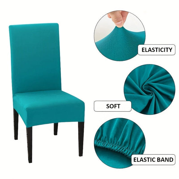 Planet Gates 4pcs Set/6pcs Set Milk Silk Elastic Home Kitchen Dining Chair Slipcover, Chair Cover, Furniture Protector For Wedding Office Living Room Hotel Home Decor