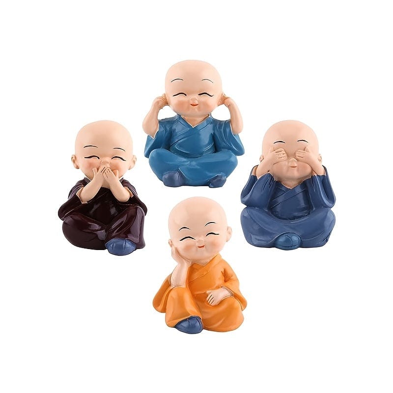 Planet Gates 4pcs/set A Set Of 4 Colorful Boxed Buddha Statues And Monk Statues, Car Accessories, Creative And Practical Gifts, Desks, Bedrooms, Office Lamp Decorations