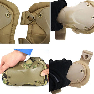 Planet Gates 4Pcs/Set Military Tactical Multicam Knee & Elbow Pads,Adjustable Skate Protective Pad Army Combat Airsoft Hunting Safety Gear