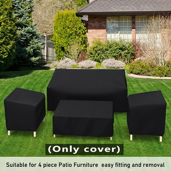 Planet Gates 4pcs (set Of 4) 4pcs/set Patio Furniture Cover, 210D Heavy-duty Waterproof Outdoor Furniture Cover, 1 Sofa Cover, 2 Chair Covers, Windproof Coffee Table Cover With Adjustable Drawstring, Suitable For Living Room, Courtyard, Balcony