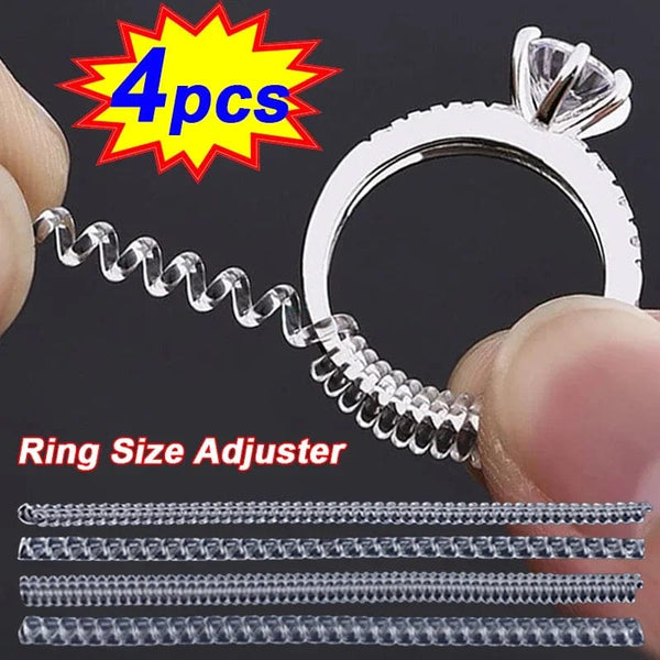 Planet Gates 4pcs/Set Ring Size Reducer Tools Spiral Spring Based Rings Adjust Invisible Transparent Tightener Resizing Tool Jewelry Guard