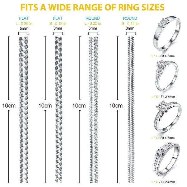 Planet Gates 4pcs/Set Ring Size Reducer Tools Spiral Spring Based Rings Adjust Invisible Transparent Tightener Resizing Tool Jewelry Guard