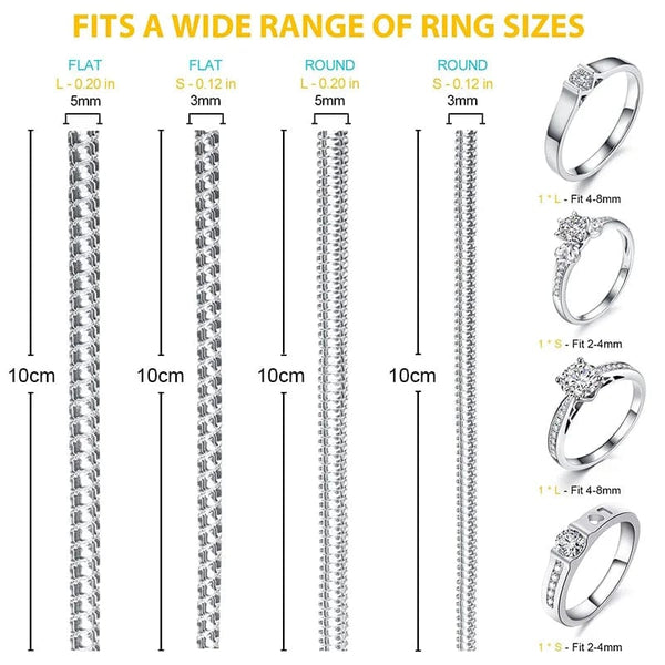 Planet Gates 4pcs/Set Ring Size Reducer Tools Spiral Spring Based Rings Adjust Invisible Transparent Tightener Resizing Tool Jewelry Guard