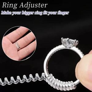 Planet Gates 4pcs/Set Ring Size Reducer Tools Spiral Spring Based Rings Adjust Invisible Transparent Tightener Resizing Tool Jewelry Guard