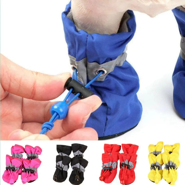 Planet Gates 4pcs/set Waterproof Pet Dog Shoes  Anti-slip Rain Boots Footwear for Small Cats Dogs Puppy Dog Pet Booties Pet Paw Accessories