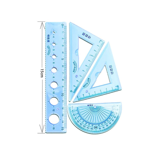 Planet Gates 4Pcs Soft Ruler Set Can Bend Ruler Creative Measure Tool Child Student Geometry Maths Drawing Stationery School Office Supplies