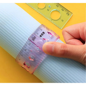 Planet Gates 4Pcs Soft Ruler Set Can Bend Ruler Creative Measure Tool Child Student Geometry Maths Drawing Stationery School Office Supplies