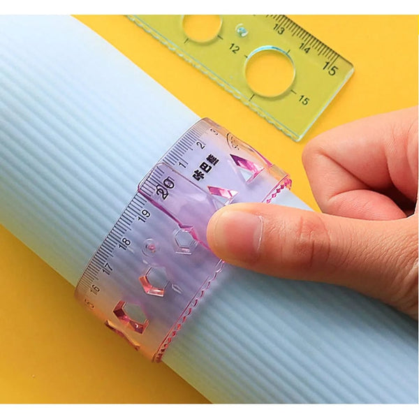 Planet Gates 4Pcs Soft Ruler Set Can Bend Ruler Creative Measure Tool Child Student Geometry Maths Drawing Stationery School Office Supplies