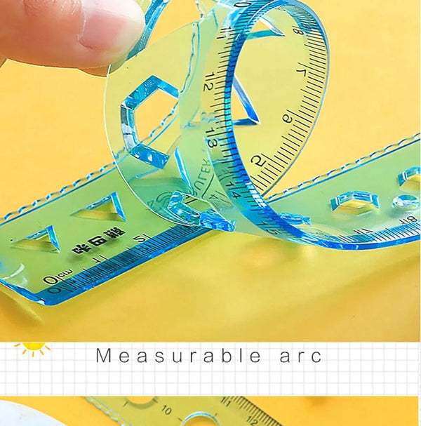 Planet Gates 4Pcs Soft Ruler Set Can Bend Ruler Creative Measure Tool Child Student Geometry Maths Drawing Stationery School Office Supplies