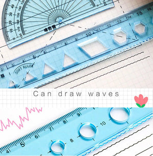 Planet Gates 4Pcs Soft Ruler Set Can Bend Ruler Creative Measure Tool Child Student Geometry Maths Drawing Stationery School Office Supplies